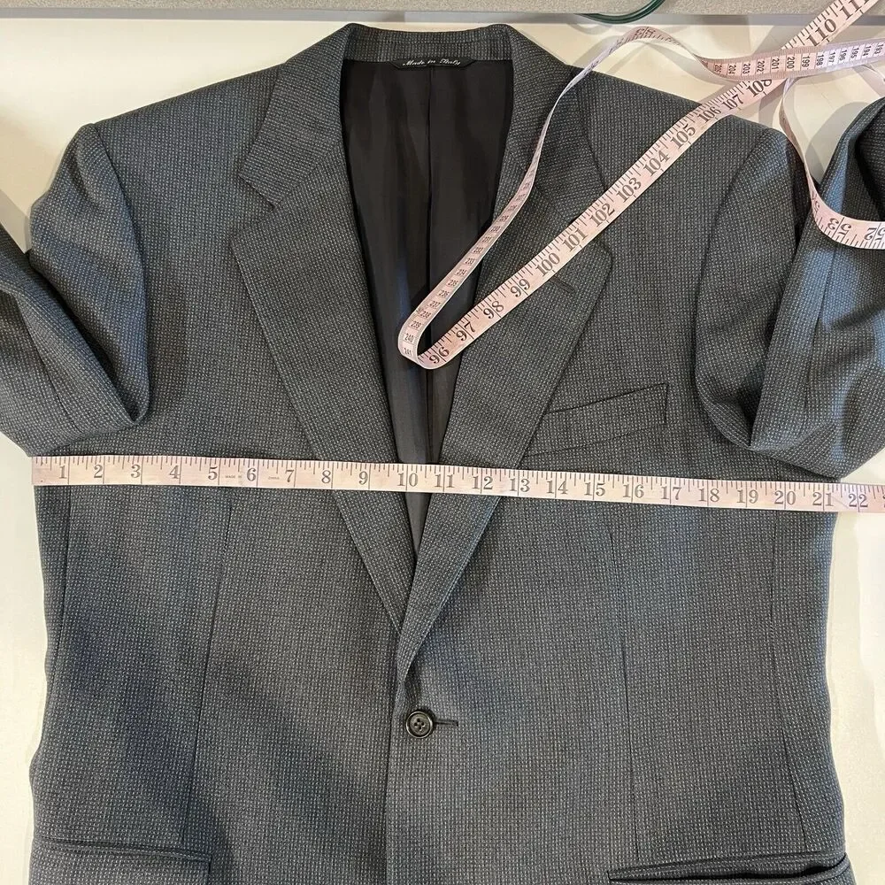 Canali Blazer Mens 42 Graphite Grey Wool 2 Button Notch Lapel Jacket‎ Made Italy